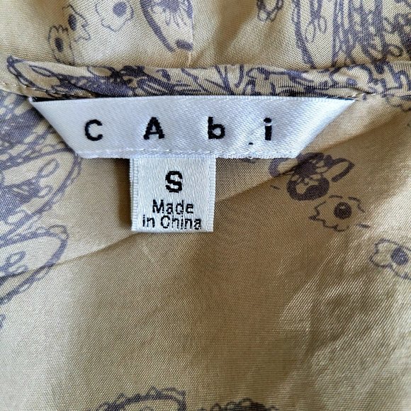 Cabi Women's Luxurious Blouse  Gold & Purple Floral (Bronze) 100% Silk Small - Picture 7 of 10